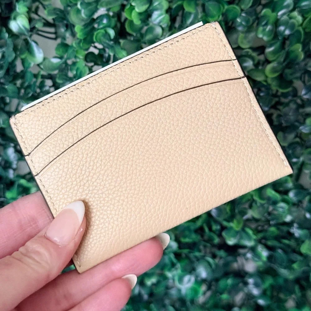 Tory Burch Beige Leather Card Case Wallet in Praline
